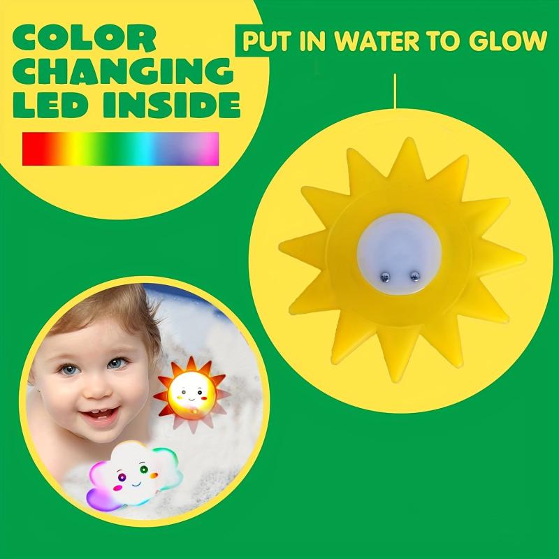 7 Colors Flashing Light Up Bath Toys for Baby Toddler Infants Kids