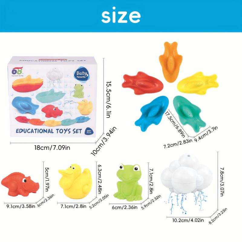 9 Pcs Bath Toys with Floating Boats Mold for Infants Eco Friendly Non Toxic