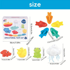 9 Pcs Bath Toys with Floating Boats Mold for Infants Eco Friendly Non Toxic
