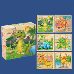 Wooden Cube Puzzle Set with Tray