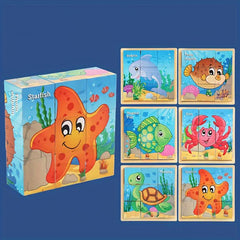 Wooden Cube Puzzle Set with Tray