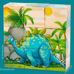 Wooden Cube Puzzle Set with Tray