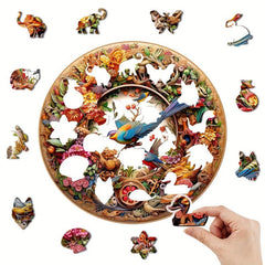 Christmas Bird Wooden Jigsaw Puzzle - Unique Shape - Stress Relief