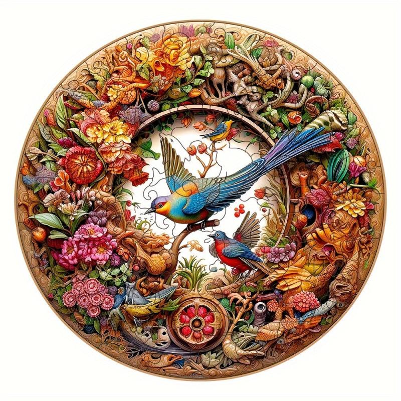 Christmas Bird Wooden Jigsaw Puzzle - Unique Shape - Stress Relief