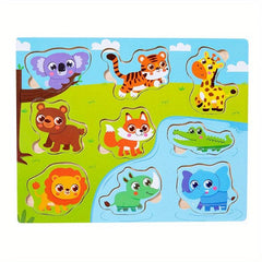 Wooden Traffic Fruit Numbers Animal Puzzle Toy