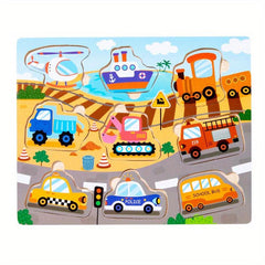 Wooden Traffic Fruit Numbers Animal Puzzle Toy