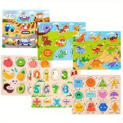 Wooden Traffic Fruit Numbers Animal Puzzle Toy