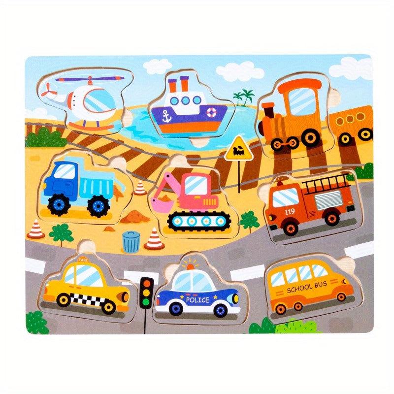 Wooden Traffic Fruit Numbers Animal Puzzle Toy
