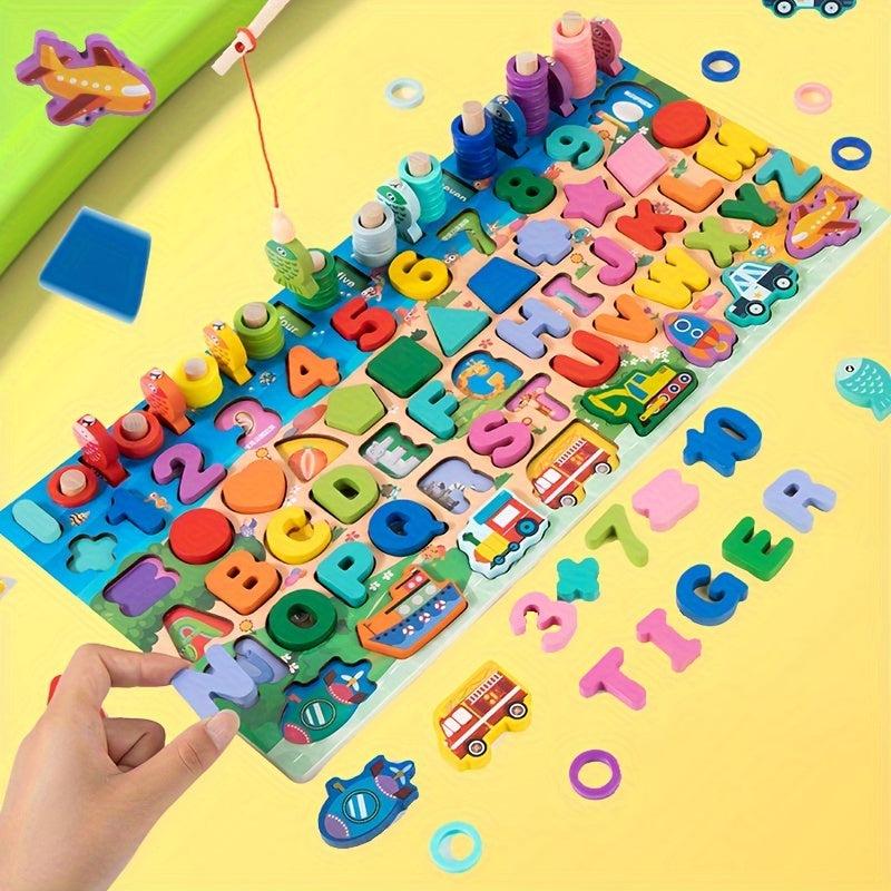 Montessori Wooden Toys Kids' Number Letter Traffic Busy Board Math Toy