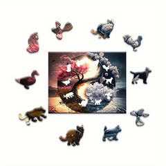 Yin Yang Sun Moon Tree Of Life Wooden Puzzle
