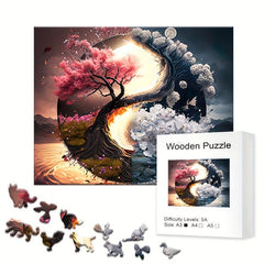 Yin Yang Sun Moon Tree Of Life Wooden Puzzle