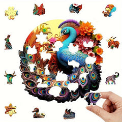 Colorful Peacock Wooden Jigsaw Puzzle
