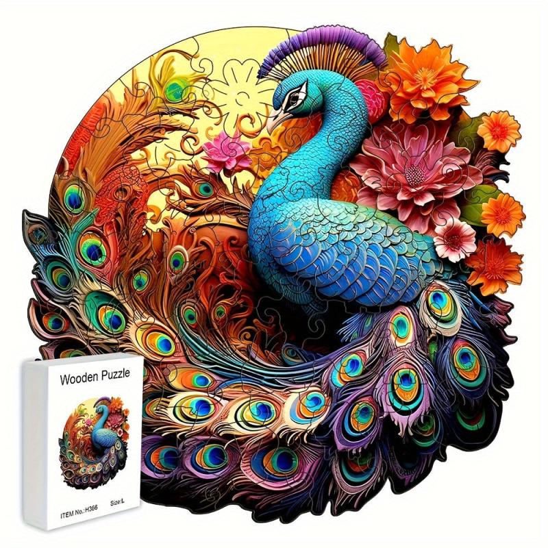 Colorful Peacock Wooden Jigsaw Puzzle