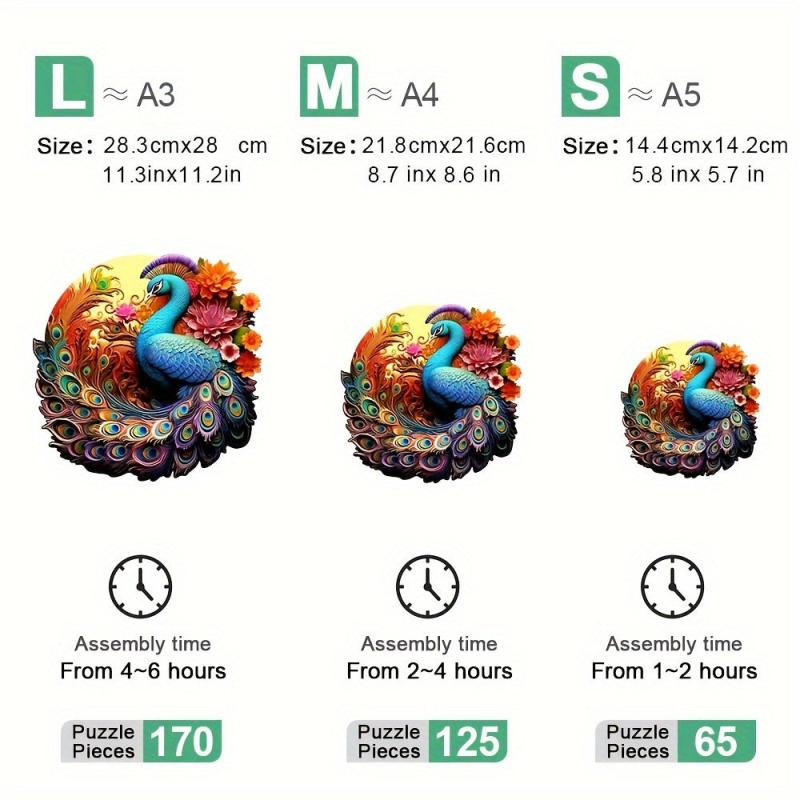 Colorful Peacock Wooden Jigsaw Puzzle