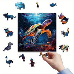 Turtle Wooden Jigsaw Puzzle Irregular Shape Particles Exercise Focus