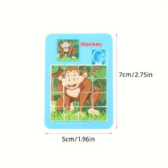 5pcs Cartoon Animal Sliding Puzzle Educational Toy for Kids Gift