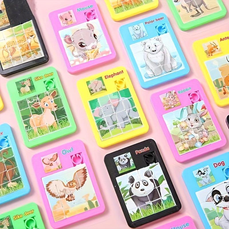 5pcs Cartoon Animal Sliding Puzzle Educational Toy for Kids Gift
