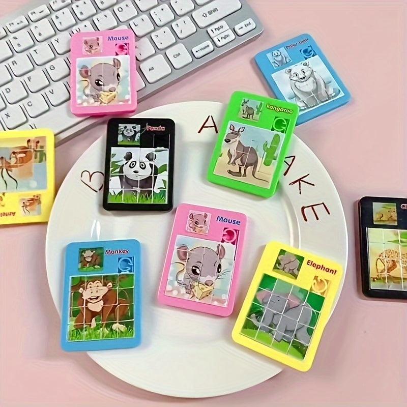 5pcs Cartoon Animal Sliding Puzzle Educational Toy for Kids Gift