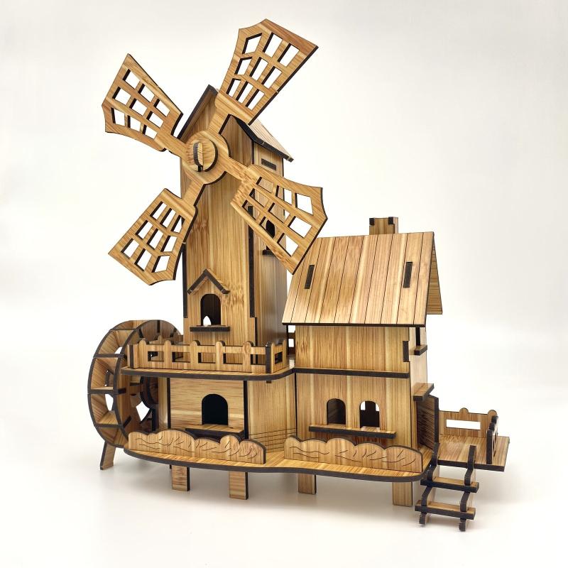 Wooden 3D Puzzle Building Models DIY Laser Cut Assembly Kit