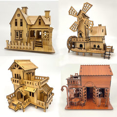 Wooden 3D Puzzle Building Models DIY Laser Cut Assembly Kit