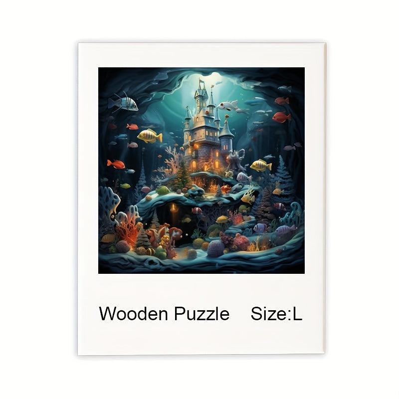 Underwater World Wooden Puzzle Parent-child Game DIY Puzzle Toy in Box