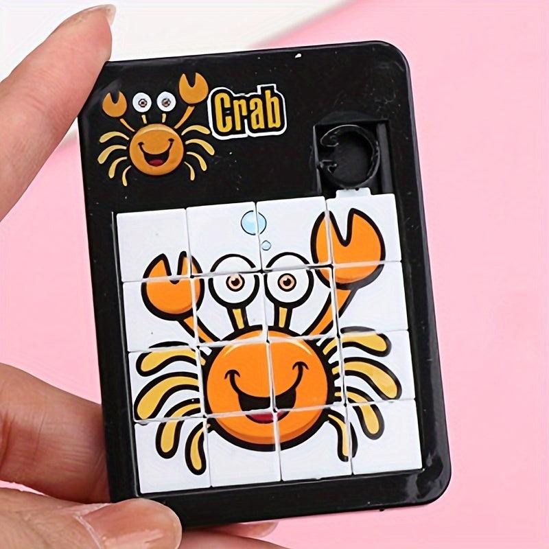 10pcs Children's Animal Sliding Puzzle 16 Grids Maze Small Toys Mixed Colors