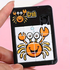 10pcs Children's Animal Sliding Puzzle 16 Grids Maze Small Toys Mixed Colors