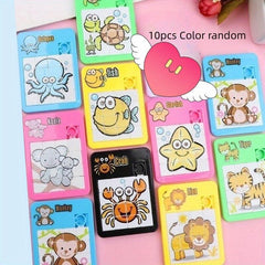 10pcs Children's Animal Sliding Puzzle 16 Grids Maze Small Toys Mixed Colors