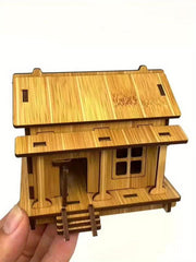2pcs DIY Wooden House Model 3D Puzzle Craft Kit