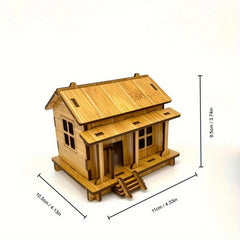2pcs DIY Wooden House Model 3D Puzzle Craft Kit