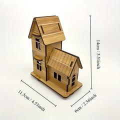 2pcs DIY Wooden House Model 3D Puzzle Craft Kit