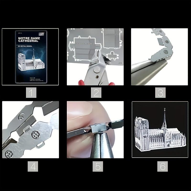 Metal Toy Castle Building 3D Puzzle Notre Dame House Model