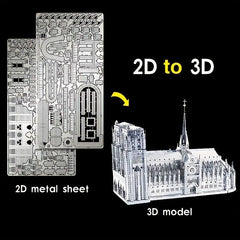Metal Toy Castle Building 3D Puzzle Notre Dame House Model