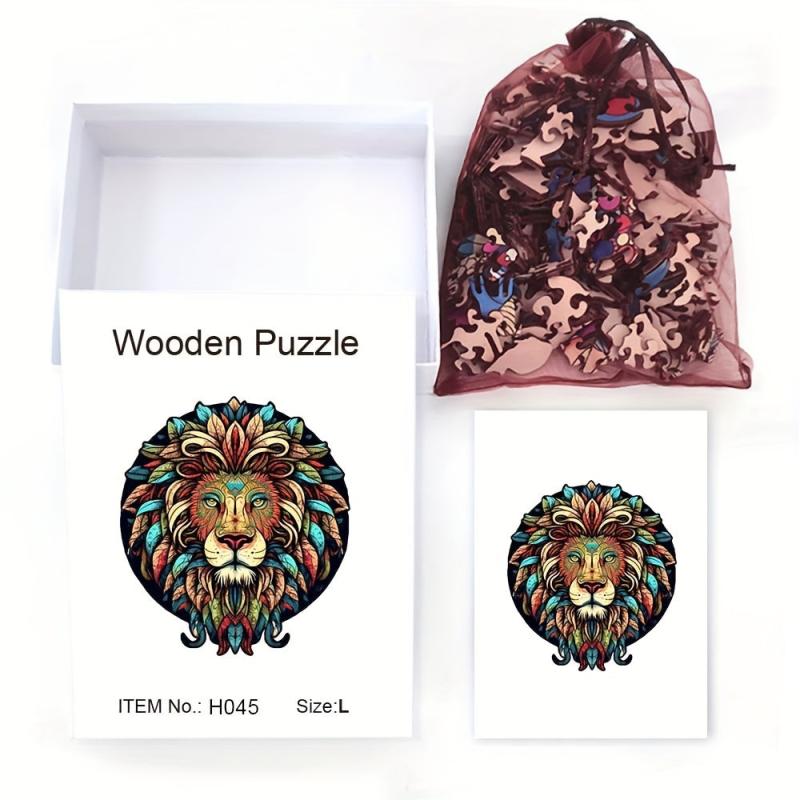 Colorful Lion Wooden Jigsaw Puzzle - Unique Gift