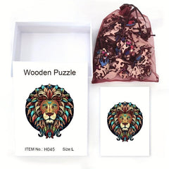 Colorful Lion Wooden Jigsaw Puzzle - Unique Gift