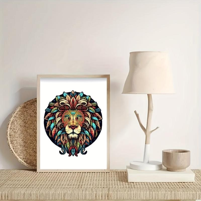 Colorful Lion Wooden Jigsaw Puzzle - Unique Gift