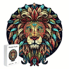Colorful Lion Wooden Jigsaw Puzzle - Unique Gift
