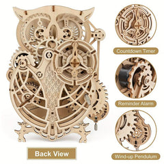3D Wooden Owl Clock Model Kit Desk Clock Home Decor Unique Gift For Kids