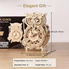 3D Wooden Owl Clock Model Kit Desk Clock Home Decor Unique Gift For Kids