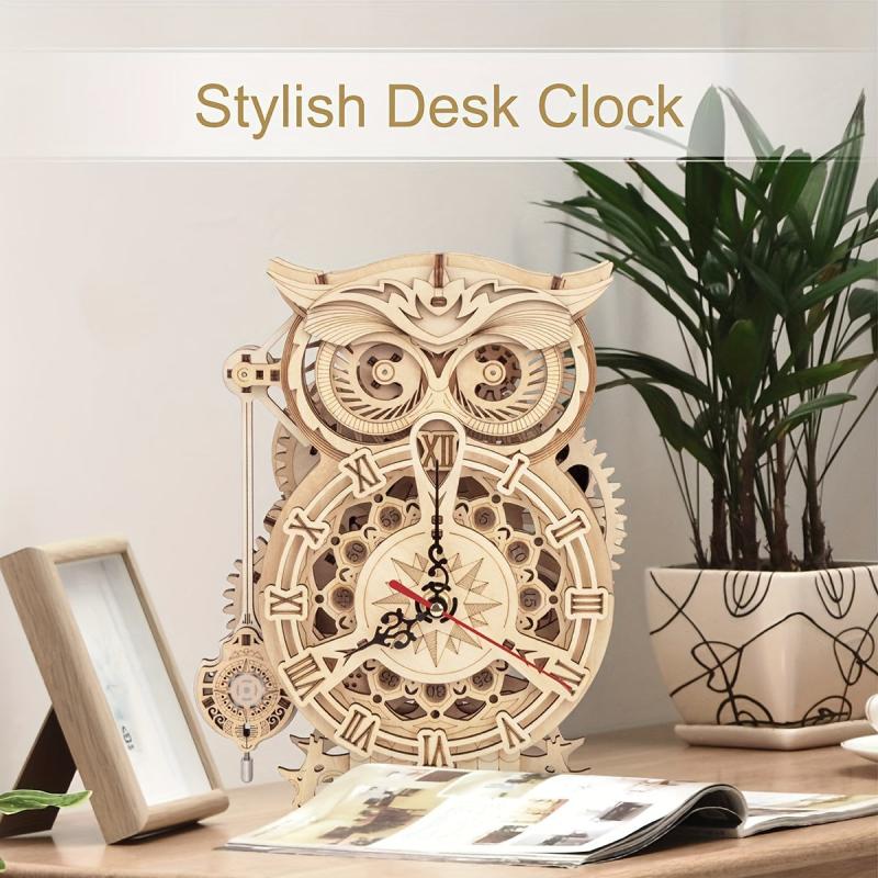 3D Wooden Owl Clock Model Kit Desk Clock Home Decor Unique Gift For Kids