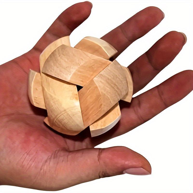 Wooden Hole Lock Brain Puzzle Toy Football Game