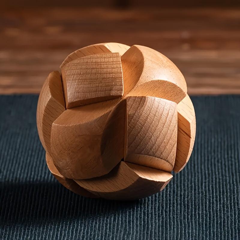 Wooden Hole Lock Brain Puzzle Toy Football Game