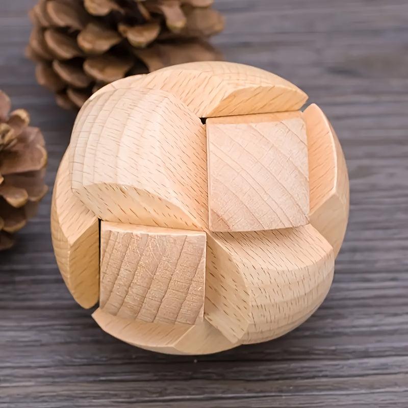 Wooden Hole Lock Brain Puzzle Toy Football Game