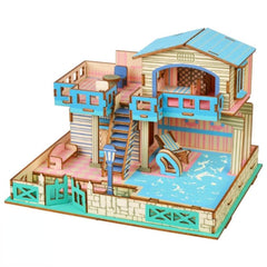 3D Wooden Puzzle Starry Sky Small Hotel DIY Toy
