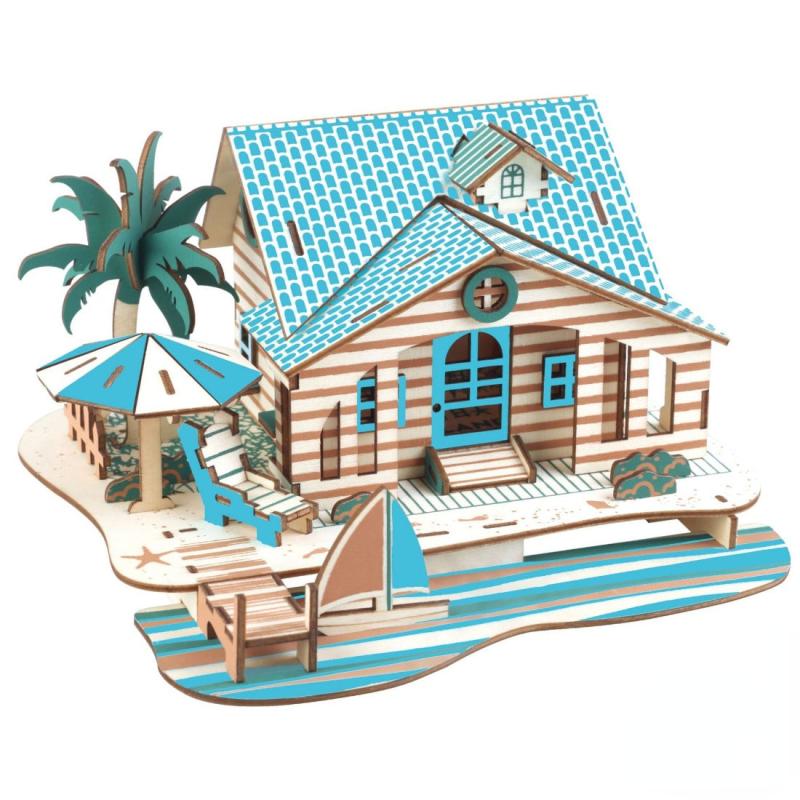 3D Wooden Puzzle Starry Sky Small Hotel DIY Toy