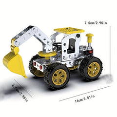 3D Assembly Engineering Vehicle Model Excavator Metal Toy Building Blocks
