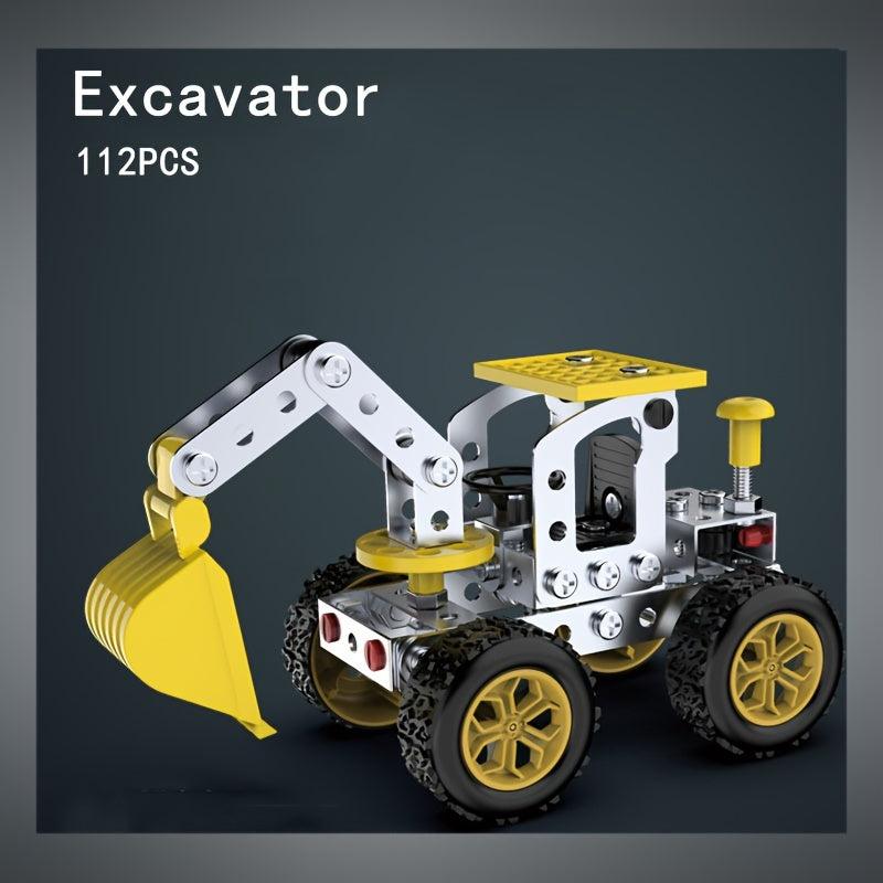 3D Assembly Engineering Vehicle Model Excavator Metal Toy Building Blocks