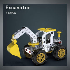 3D Assembly Engineering Vehicle Model Excavator Metal Toy Building Blocks