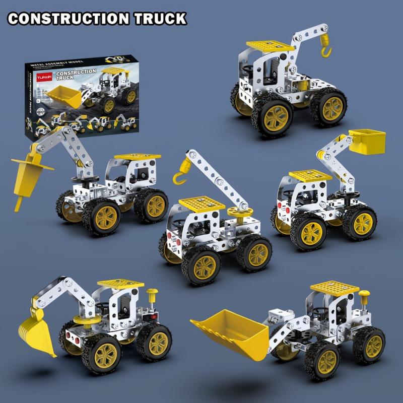 3D Assembly Engineering Vehicle Model Excavator Metal Toy Building Blocks