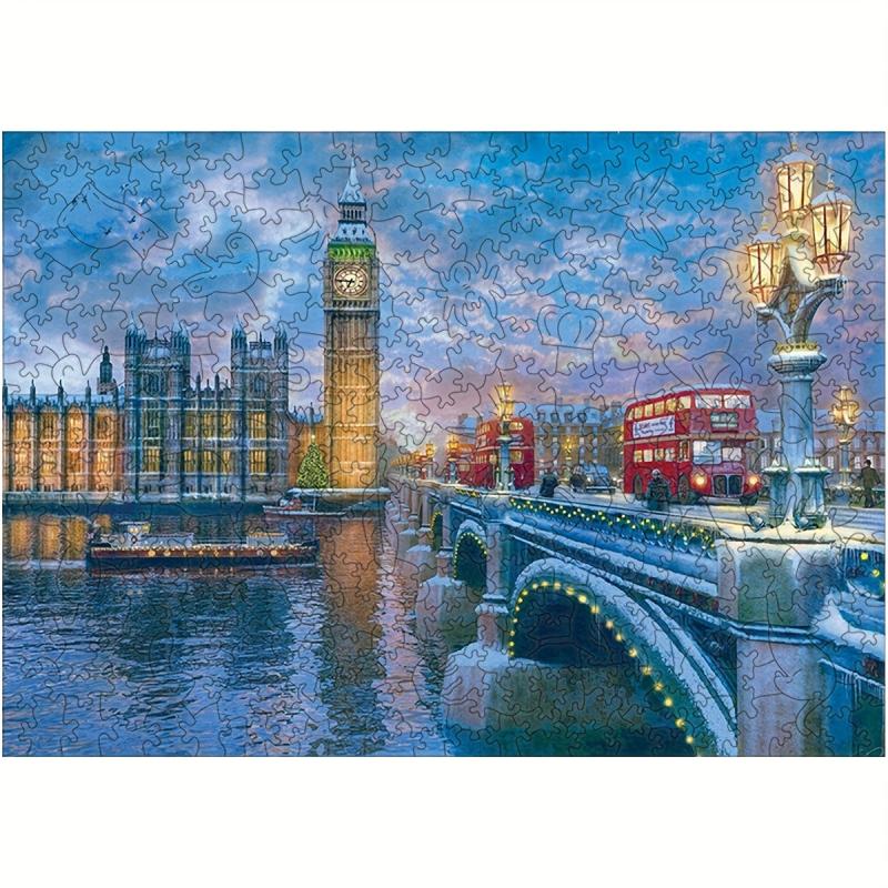Winter London Bridge Wooden Puzzle Colorful DIY Wooden Crafts